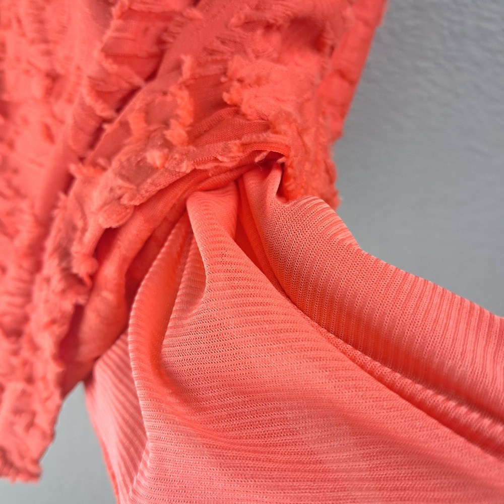 Lauren Conrad Coral Top Ruffle Sleeve Textured Blouse Casual Cute Size S NWT - Picture 4 of 11